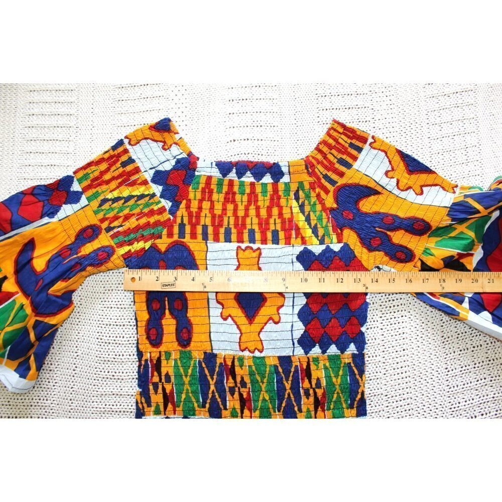 Handmade African mermaid multicolor ruffled trumpet Maxi dress Size M stretch - Picture 3 of 12